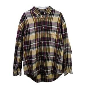 Eddie Bauer Men's Large Tall Plaid Heavy Cotton Flannel Long‎ Sleeve Shirt.
